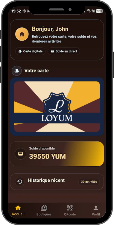 Aperçu de l’application LOYUM